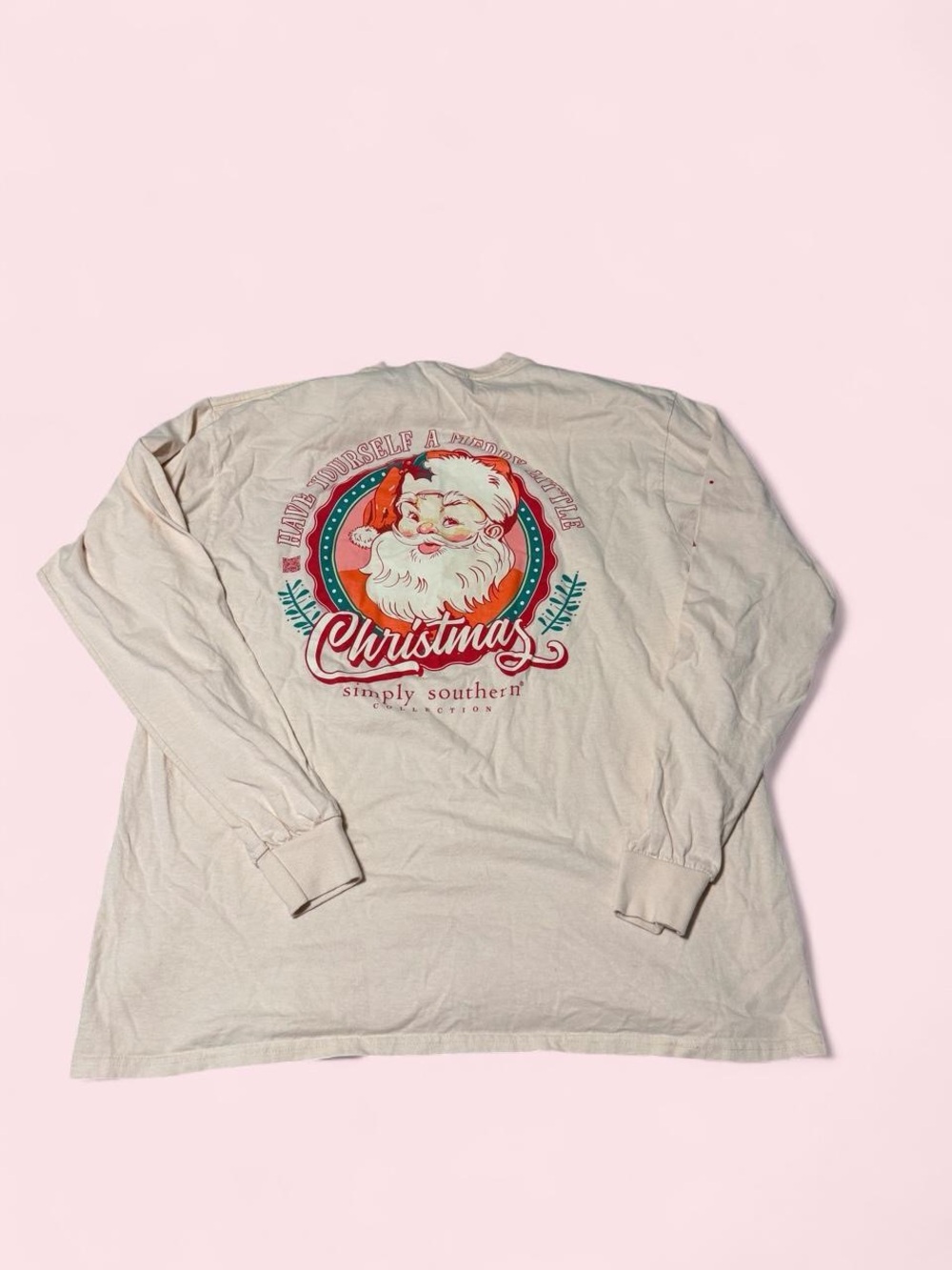 Simply Southern pink Long-Sleeve Santa Christmas Tee